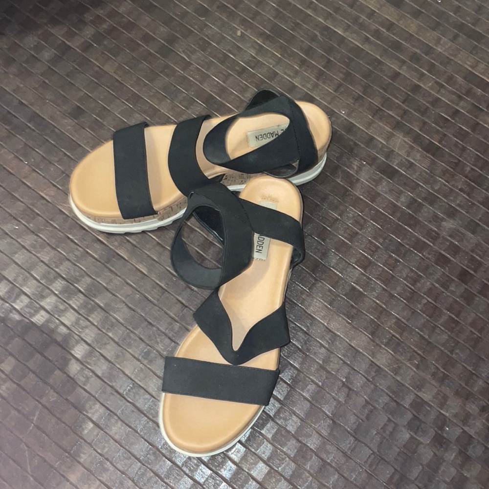 Steve Madden. Black Wedges, Size 8. Worn Once.